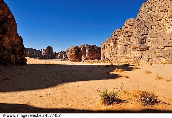 sandstone rock formation at Tikobaouine  Tassili n´ Ajjer National Park  Unesco World Heritage Site  Wilaya Illizi  Algeria  Sahara  North Africa
