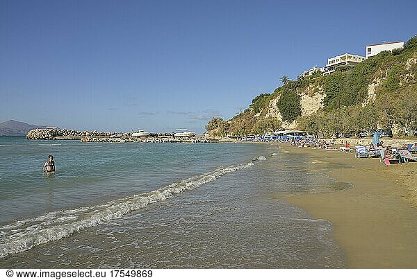 Sandy beach beach  Almyrida  North coast  Crete  Greece  Europe