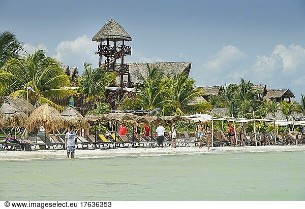 Sandy beach beach  hotel complex  Isla Holbox  Quintana Roo  Mexico  Central America