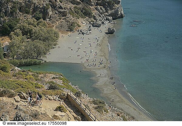 Sandy beach beach  Preveli  Crete  Greece  Europe