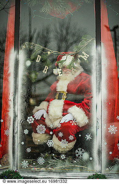 Santa Claus in a Window Display