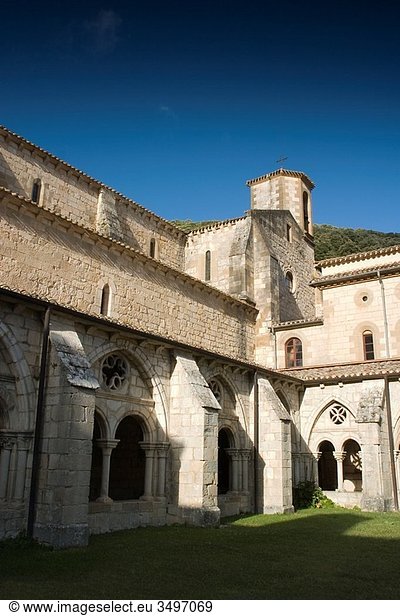 Santa Maria la Real de Iranzu Monastery Cloister Abarzuza  Tierra-Estella county  Navarre  Spain  Europe