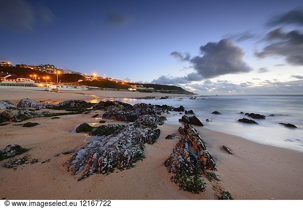 Sao Pedro de Moel beach at dusk. Marinha Grande Leiria. Portugal.