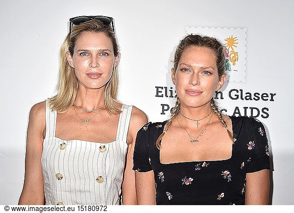 Sarah Foster (L) and Erin Foster attend the Elizabeth Glaser Pediatric Aids Foundation's 30th Anniversary  A Time For Heroes Family Festival at Smashbox Studios on October 28  2018 in Culver City  California.