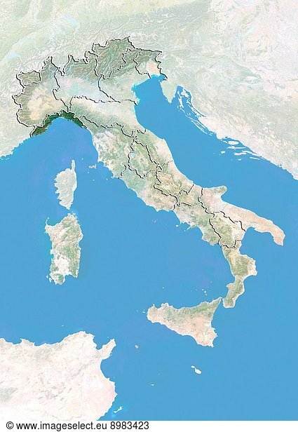 Satellite view of Italy with bump effect Satellite view of Italy with ...