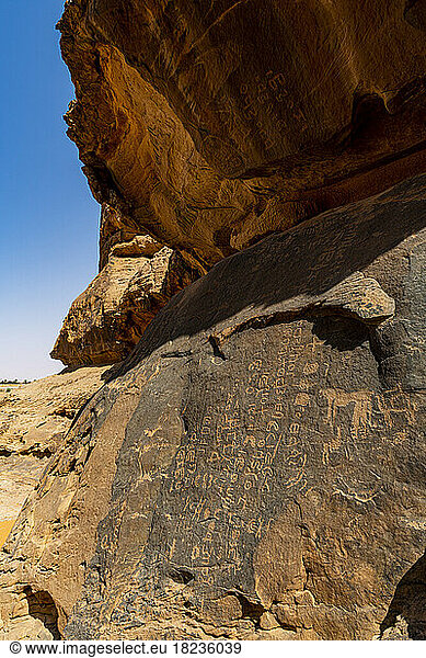 Saudi Arabia  Hail Province  Jubbah  Ancient petroglyphs of Jebel Umm Sanman