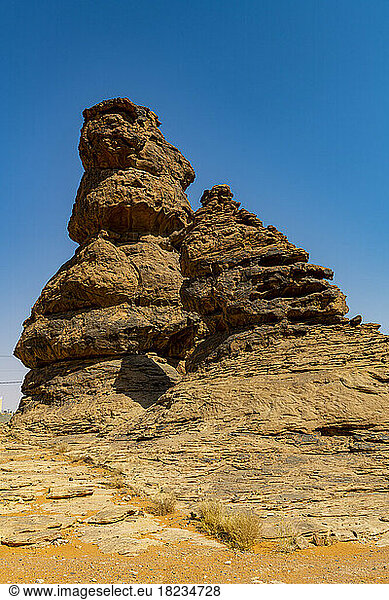 Saudi Arabia  Hail Province  Jubbah  Sandstone rock formation in Jebel Umm Sanman