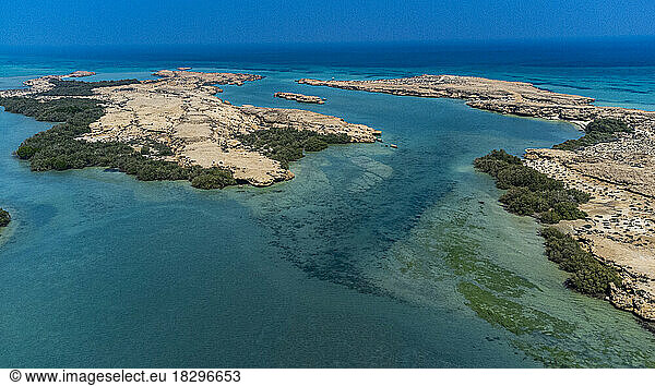 Saudi Arabia  Jazan Province  Aerial view of Farasan Islands in summer