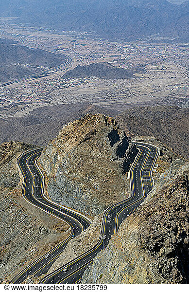 Saudi Arabia  Mecca  Taif  Aerial view of Al Hada Road