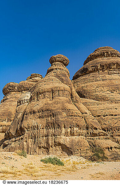 Saudi Arabia  Medina Province  Al Ula  View of eroded rock formation
