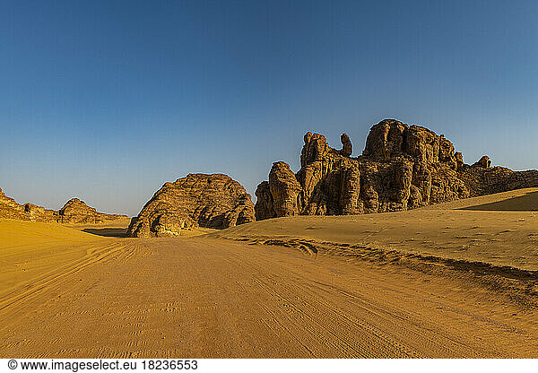 Saudi Arabia  Medina Province  Al Ula  View of sandstone rock formations