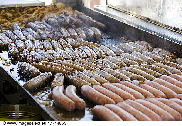 Sausages On Grill At Fair