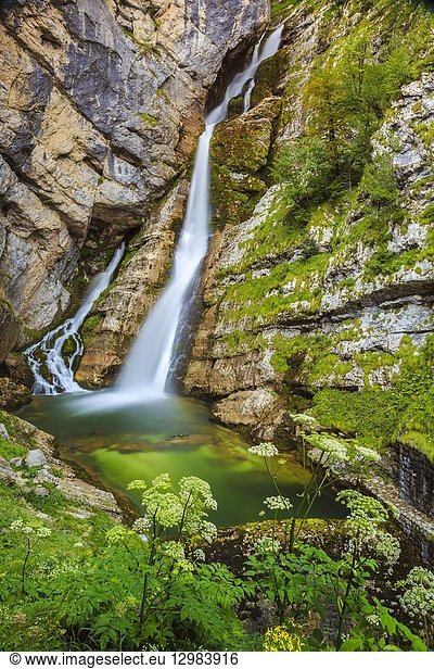 Savica waterfall. Triglav National Park. Upper Carniola region. Slovenia  Europe.