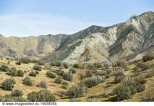 Scenery with desert and mountains  San Bernardino County  California  USA