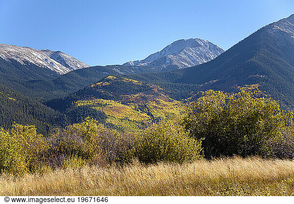 Scenic landscape with mountains  Twin Lakes  Lake County  Colorado  USA