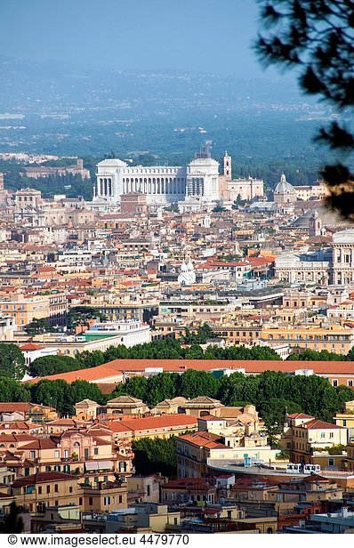 Scenic overview of Rome  Italy with the Vittoriano monument in distance