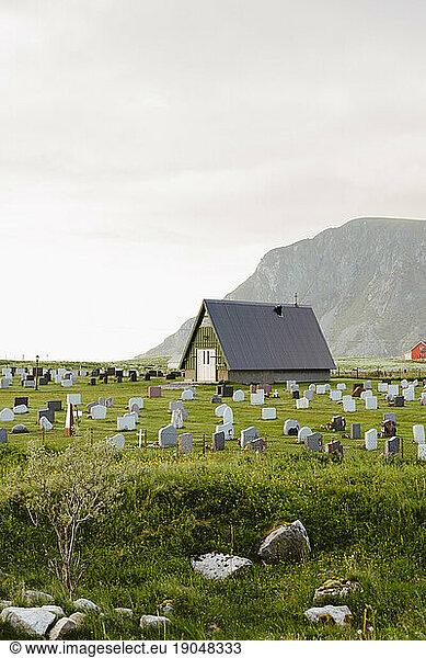 Scenic view of a graveyard in Lofoten