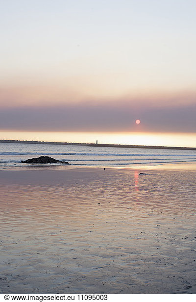 Scenic view of beach during sunset  Viana do Castelo  Norte Region  Portugal