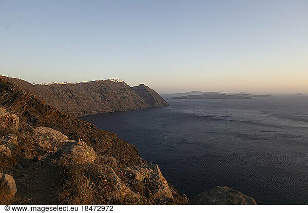 Scenic view of Caldera at sunset  Santorini  Greece