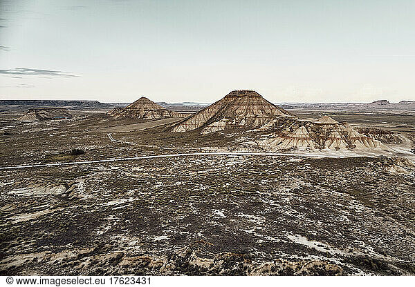 Scenic view of desert landscape at Bardenas Reales  Spain