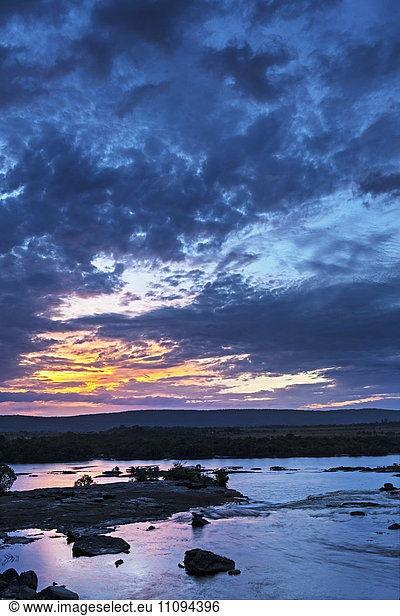 Scenic view of dramatic sky against Carrao river  Canaima National Park  Venezuela