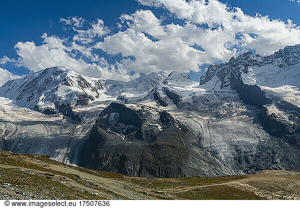 Scenic view of Gorner Glacier in Pennine Alps