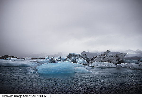 Scenic view of icebergs floating in Jokulsarlon