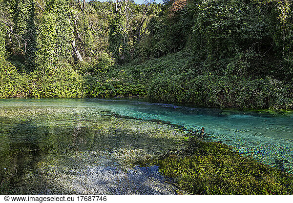 Scenic view of Karst spring on sunny day  Albania