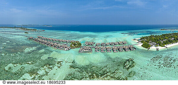 Scenic view of Lankanfushi Island amidst turquoise ocean in Maldives