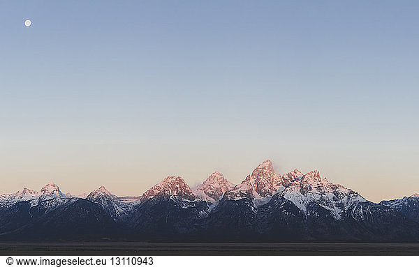 Scenic view of mountain ranges against clear sky