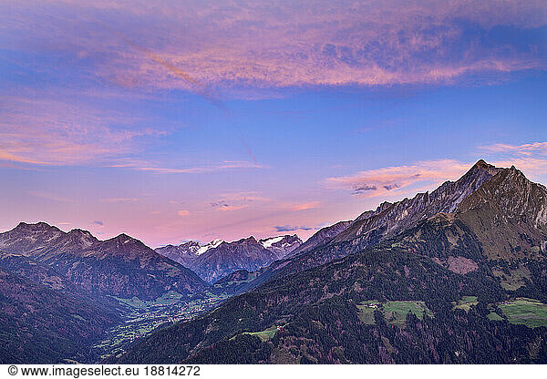 Scenic view of mountain under cloudy sky at sunset  Hohe Tauern National Park  Austria
