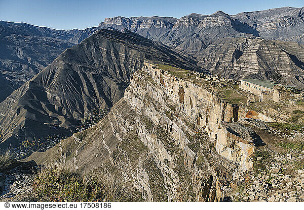 Scenic view of mountains at Goorskaya Bashnya  Dagestan  Russia
