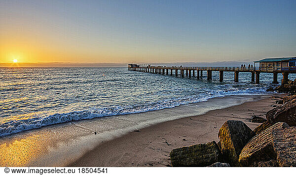 Scenic view of old mole on Walvis Bay  Namibia  Africa