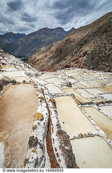 Scenic view of Salineras de Maras  Sacred Valley  Peru