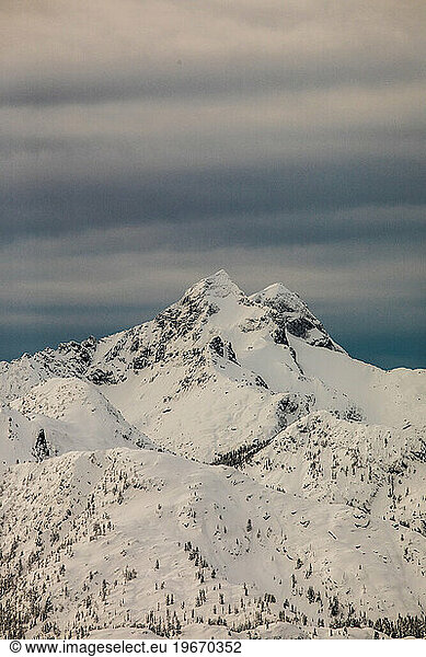 Scenic view of snow-capped mountain peak  B.C. Canada