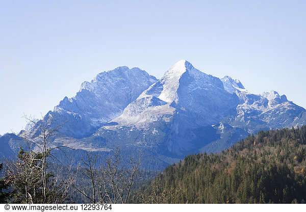 Scenic view of snowcapped mountain in Bavarian alps  Alpspitz  Wetterstein Mountain