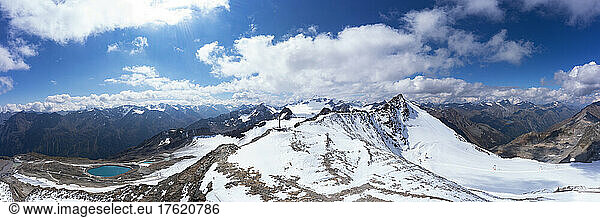 Scenic view of snowcapped peak of Schwarze Schneid mountain