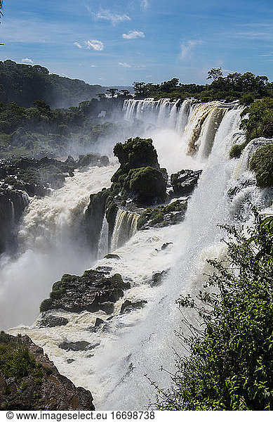 scenic view of the Iguacu waterfalls in Argentina