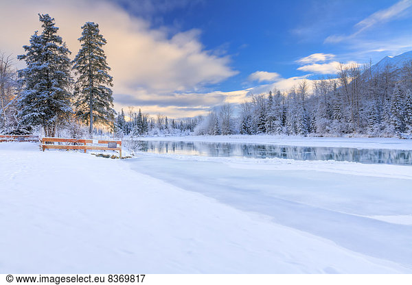 Scenic View Of The Kenai River And Jim's Landing During Winter  Southcentral Alaska  Hdr
