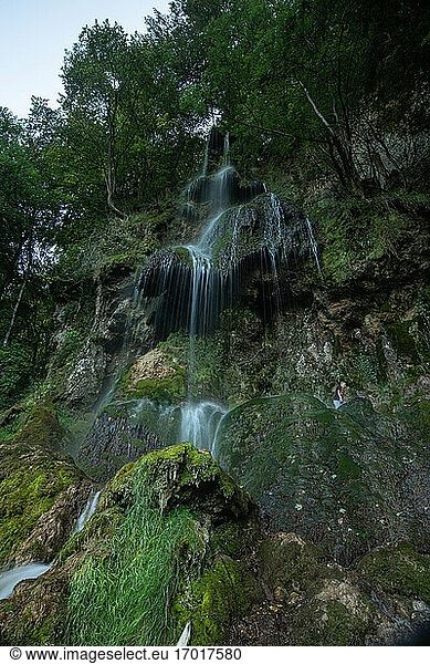 Scenic view of waterfall in Swabian Alb mountain  Swabian Alb  Germany