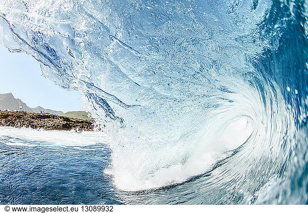 Scenic view of wave splashing in sea at Canary Islands