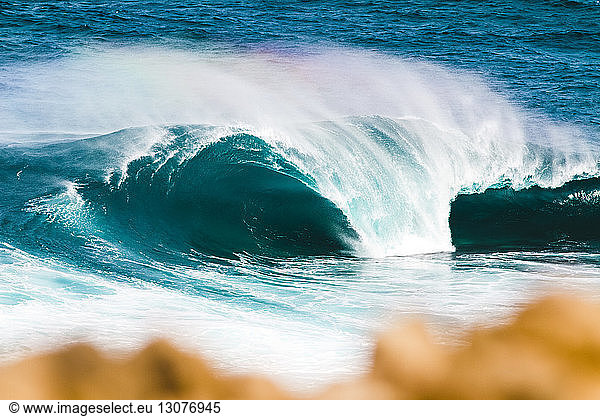 Scenic view of waves splashing at Canary Islands beach