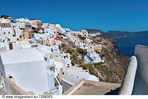 Schönheit  sehen  Urlaub  Gebäude  Steilküste  weiß  Insel  Griechenland  Santorin  griechisch  Oia  Ia