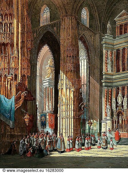 Schafer Henri - Cathedral of San Miguel Xeres Spain - French School - 19th and Early 20th Century.