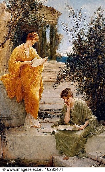 Schafer Henry Thomas - Classical Women Reading by a Temple - Britische Schule - 19.