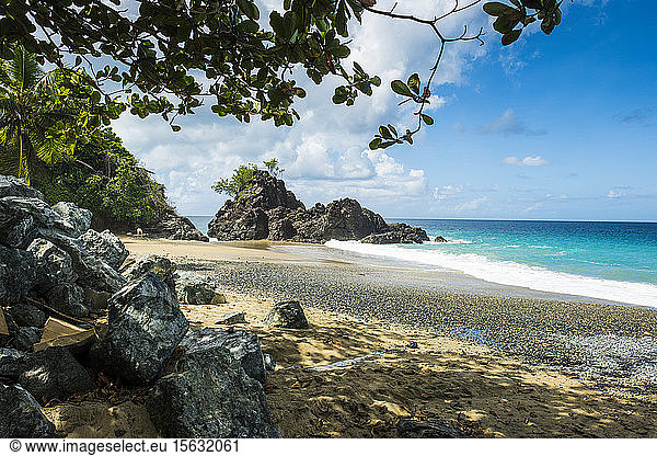 Schildkrötenstrand vor blauem Himmel in Tobago  Karibik
