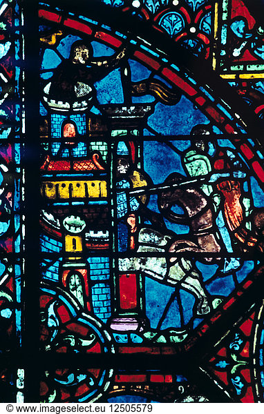 Schlacht um eine Stadt  Glasmalerei  Kathedrale von Chartres  Frankreich  um 1225. Künstler: Unbekannt
