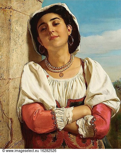 Schlesinger Henri Guillaume - a Spanish Beauty - French School - 19th and Early 20th Century.