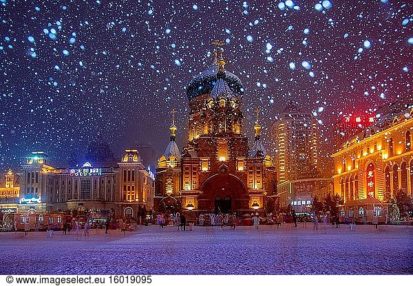Schnee in der Sophienkirche von Harbin