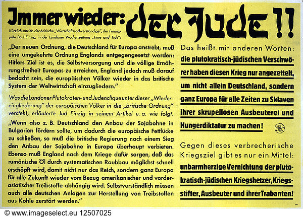 Schon wieder: der Jude!  deutsches antisemitisches Propagandablatt  ca. 1933-1945. Künstler: Unbekannt